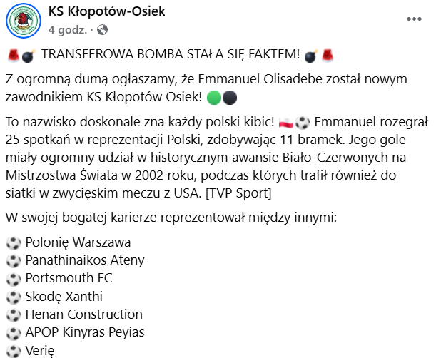 HERE WE GO! Emmanuel Olisadebe WZNAWIA KARIERĘ i podpisuje umowę z polskim klubem!